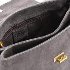 Abro Schultertasche Twist aus Veloursleder grau Crossbody Bag