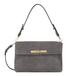 Abro Schultertasche Twist aus Veloursleder grau Crossbody Bag