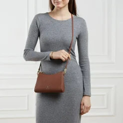 AIGNER Ivy Dark Cognac Crossbody Bag