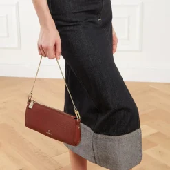 AIGNER Ivy Dark Cognac Crossbody Bag