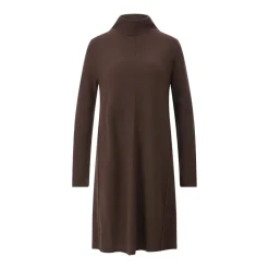 Allude Midikleid mit Stehkragen Dunkelbraun Midikleid