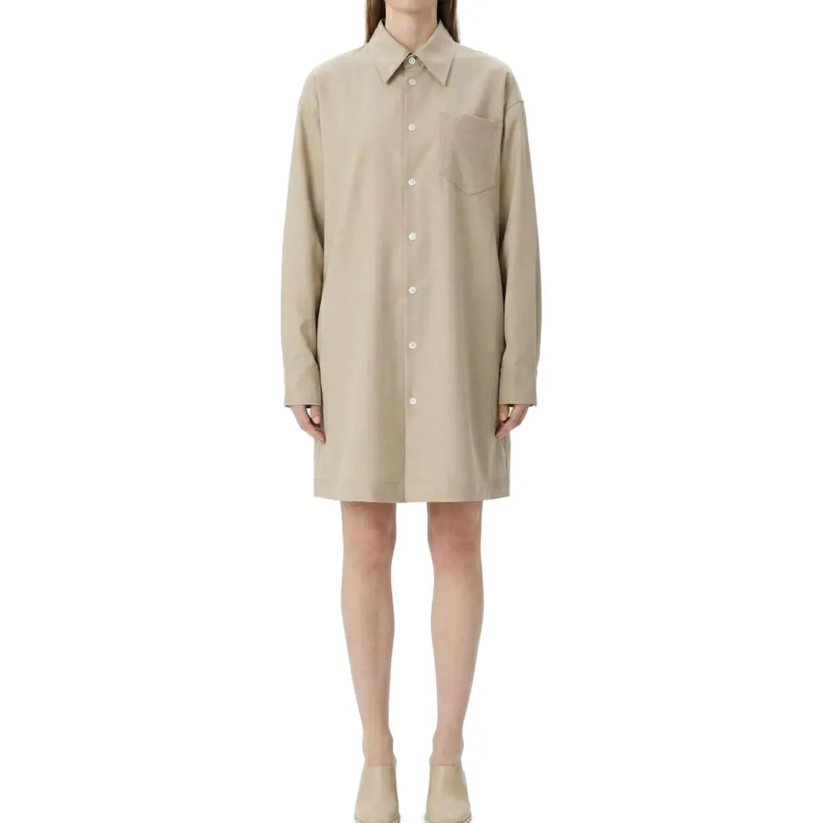 AMI Paris Blusenkleid in Midilänge beige Midikleid