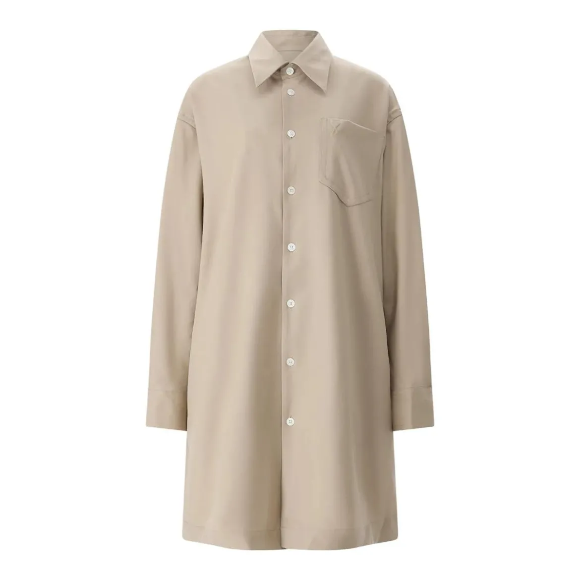 AMI Paris Blusenkleid in Midilänge beige Midikleid