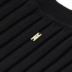 AMI Paris Geripptes Midikleid schwarz Midikleid