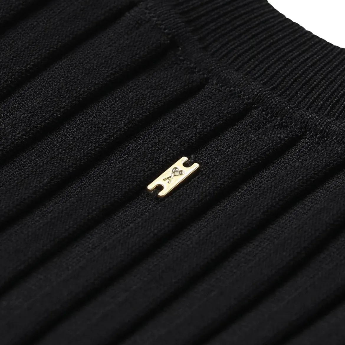AMI Paris Geripptes Midikleid schwarz Midikleid