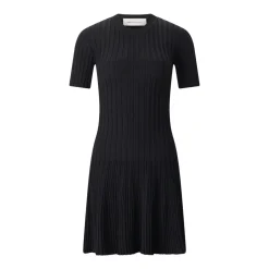 AMI Paris Geripptes Midikleid schwarz Midikleid