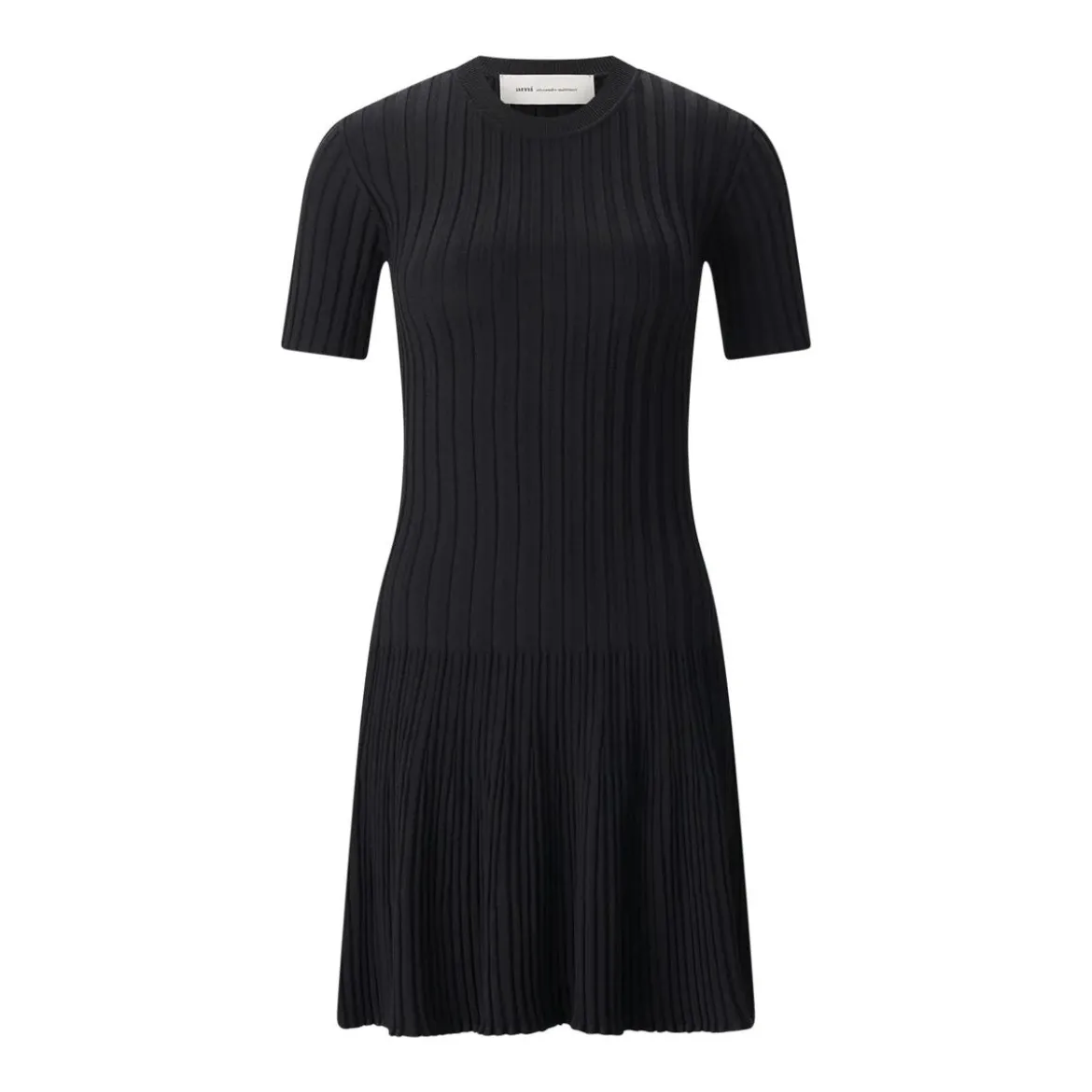 AMI Paris Geripptes Midikleid schwarz Midikleid