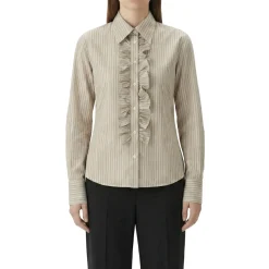 AMI Paris Hemdbluse mit Rüschen beige Bluse