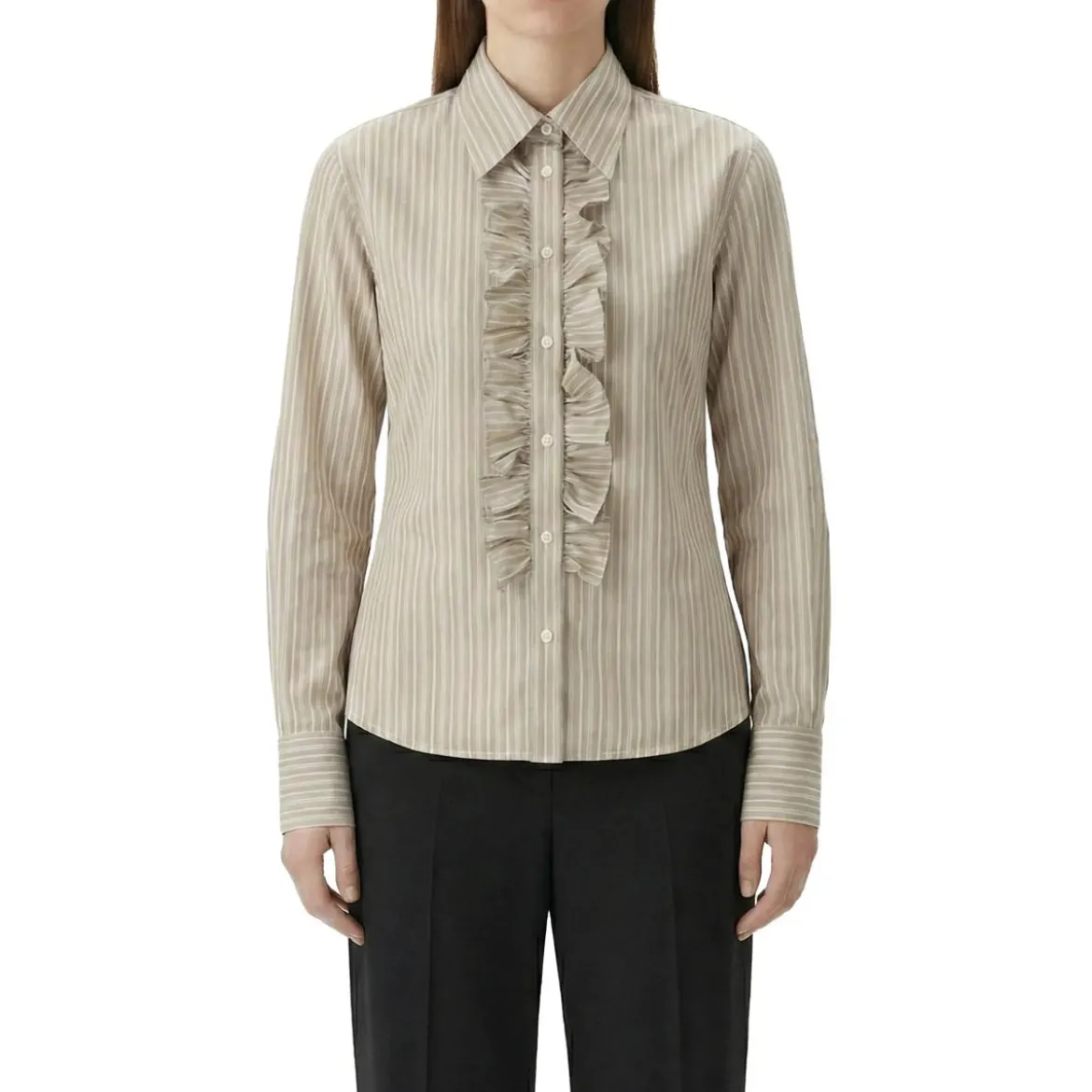 AMI Paris Hemdbluse mit Rüschen beige Bluse