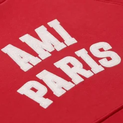 AMI Paris Hoodie aus Baumwoll-Mix rot Pullover