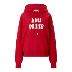 AMI Paris Hoodie aus Baumwoll-Mix rot Pullover
