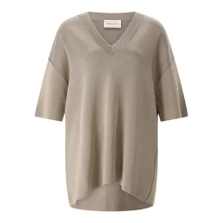 AMI Paris Kurzarm-Pullover aus Wollmix braun Pullover