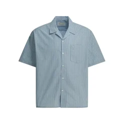 AMI Paris Light Blue Short-Sleeve Shirt With Pearl Accents Grey Hemd