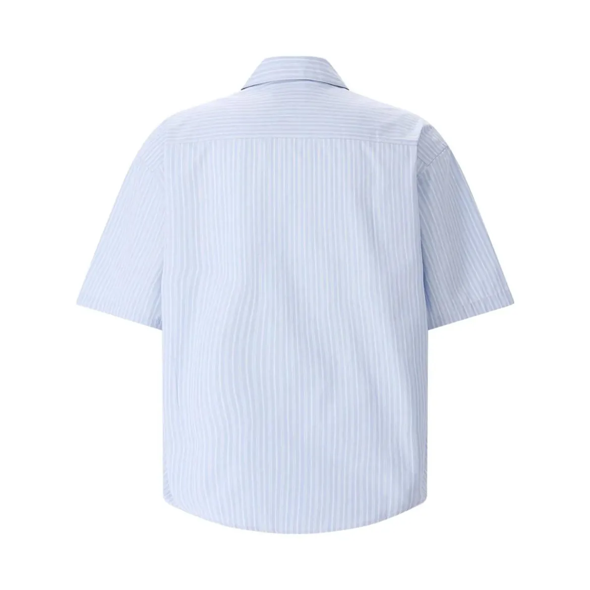 AMI Paris Light Blue Short-Sleeve Shirt With Pearl Accents Grey Hemd