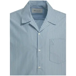 AMI Paris Light Blue Short-Sleeve Shirt With Pearl Accents Grey Hemd