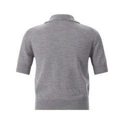 AMI Paris Poloshirt aus Merinowolle grau Poloshirt