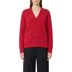 AMI Paris Strickjacke aus Merinowolle rot Strickjacke