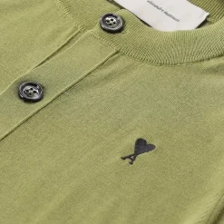 AMI Paris Strickjacke mit Logo grün Strickjacke