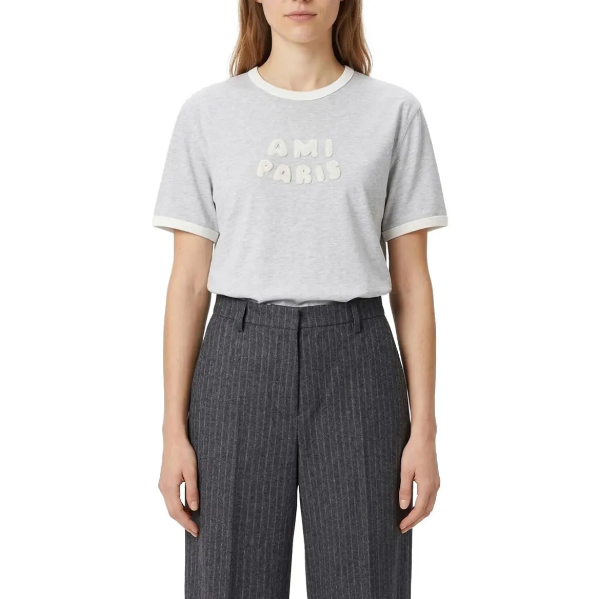 AMI Paris T-Shirt mit Logo grau T-Shirt