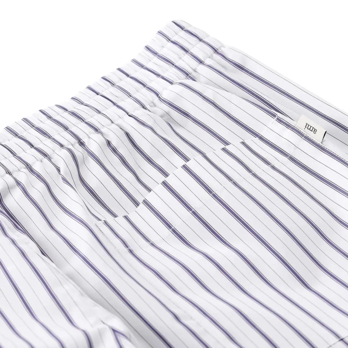 AMI Paris Vertical Stripe Bermuda Shorts With Elastic Waistb White Bermuda-Shorts