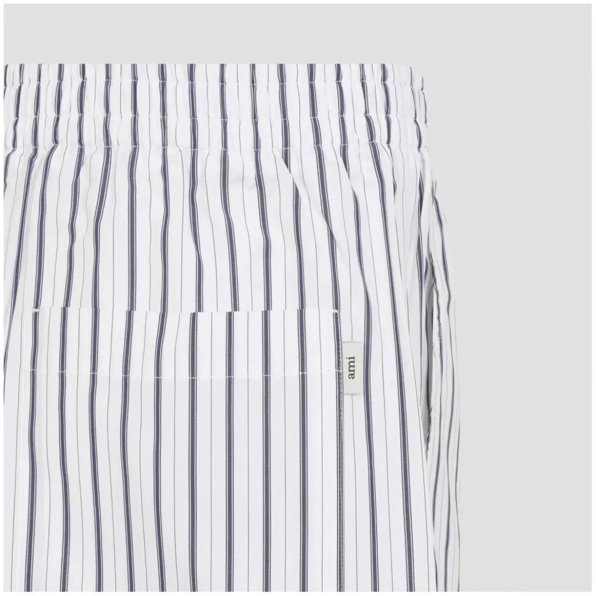AMI Paris Vertical Stripe Bermuda Shorts With Elastic Waistb White Bermuda-Shorts