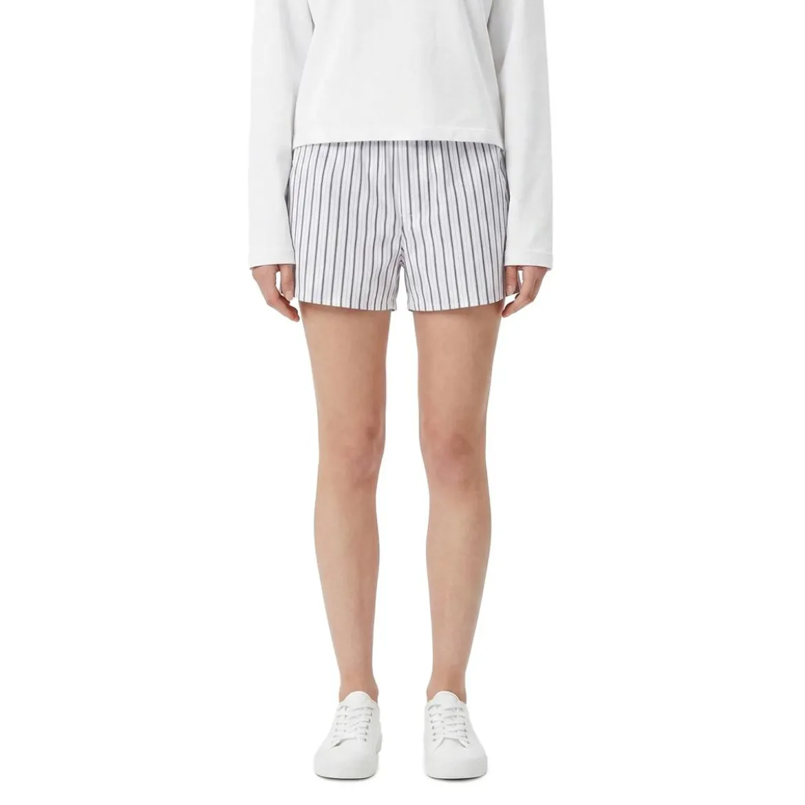 AMI Paris Vertical Stripe Bermuda Shorts With Elastic Waistb White Bermuda-Shorts