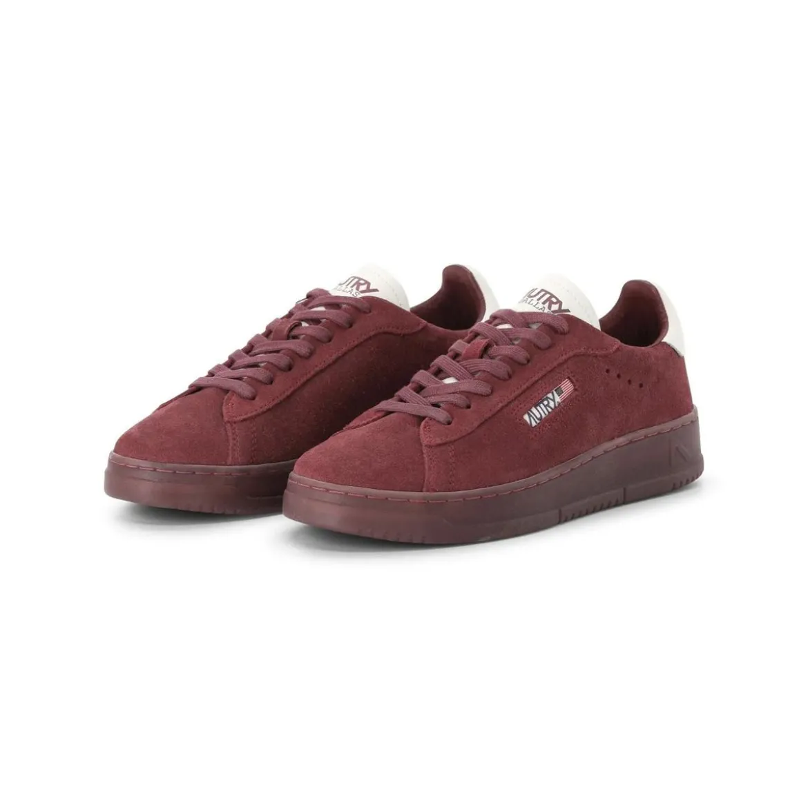Autry International Sneaker Dallas Low aus Veloursleder Rot Schnürschuhe
