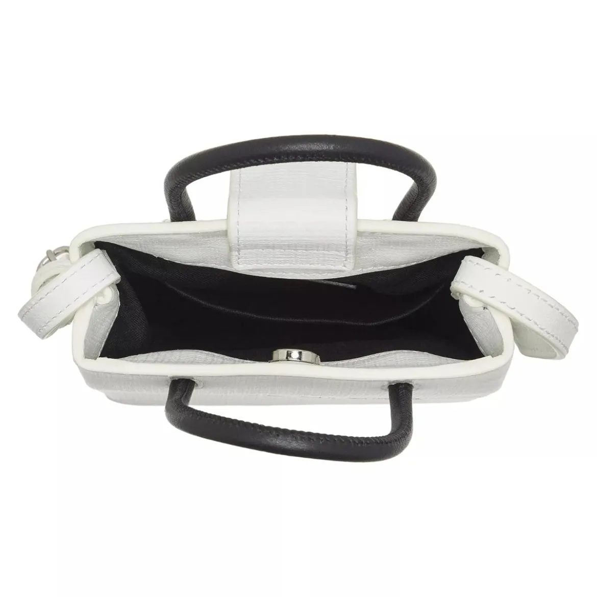 Balenciaga Black Front Logo Top Handle Bag White Minitasche