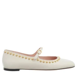 Bally Belkys-Round Stu Bone Ballerinas