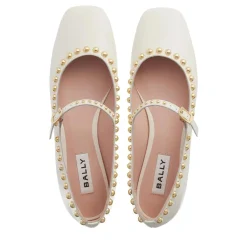 Bally Belkys-Round Stu Bone Ballerinas