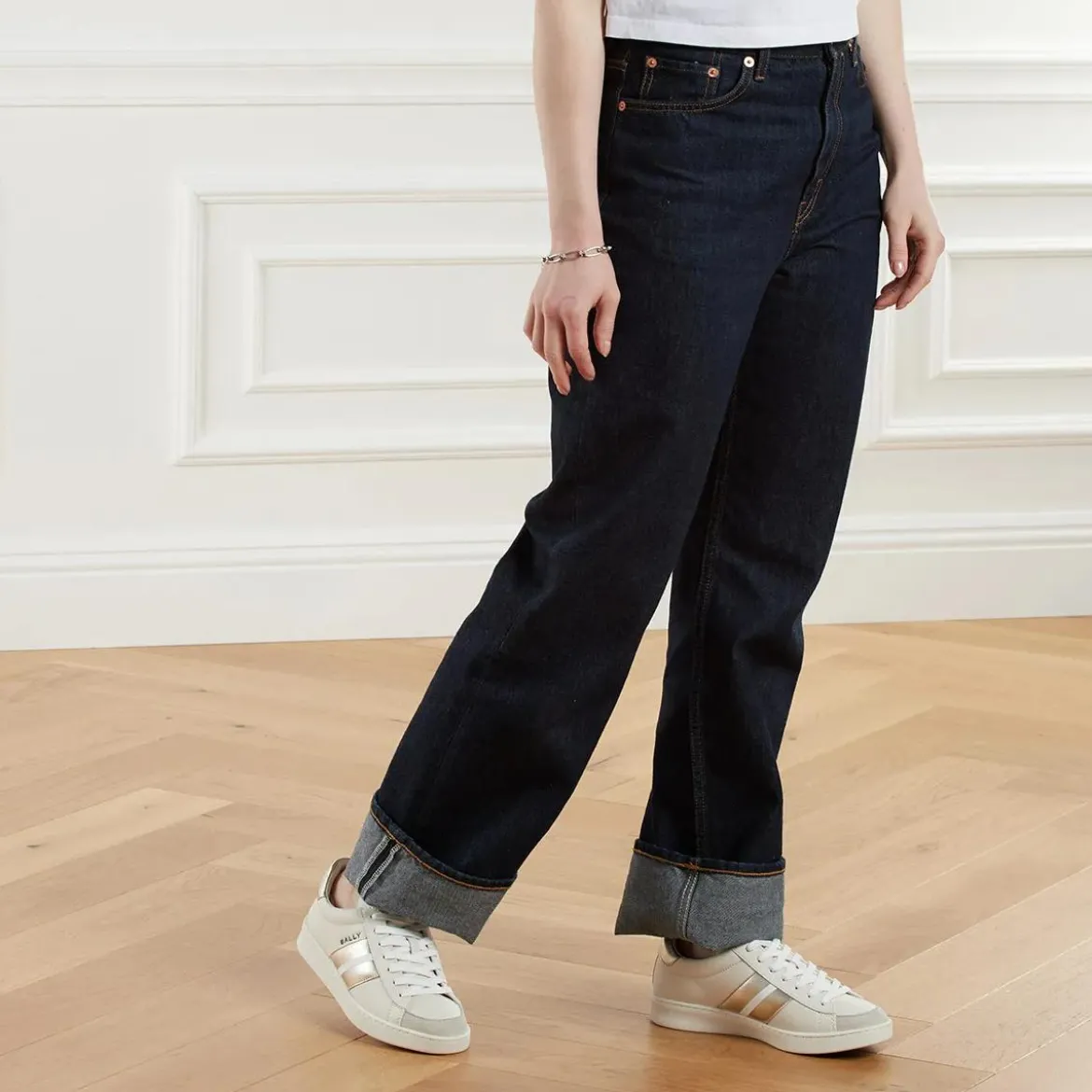 Bally Thiago-W White/Gold Low-Top-Sneaker