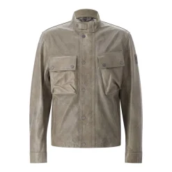Belstaff Jacke aus Leder grau Lederjacke