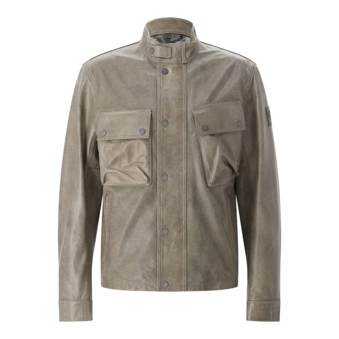 Belstaff Jacke aus Leder grau Lederjacke