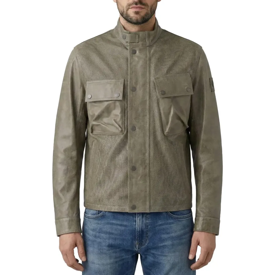 Belstaff Jacke aus Leder grau Lederjacke