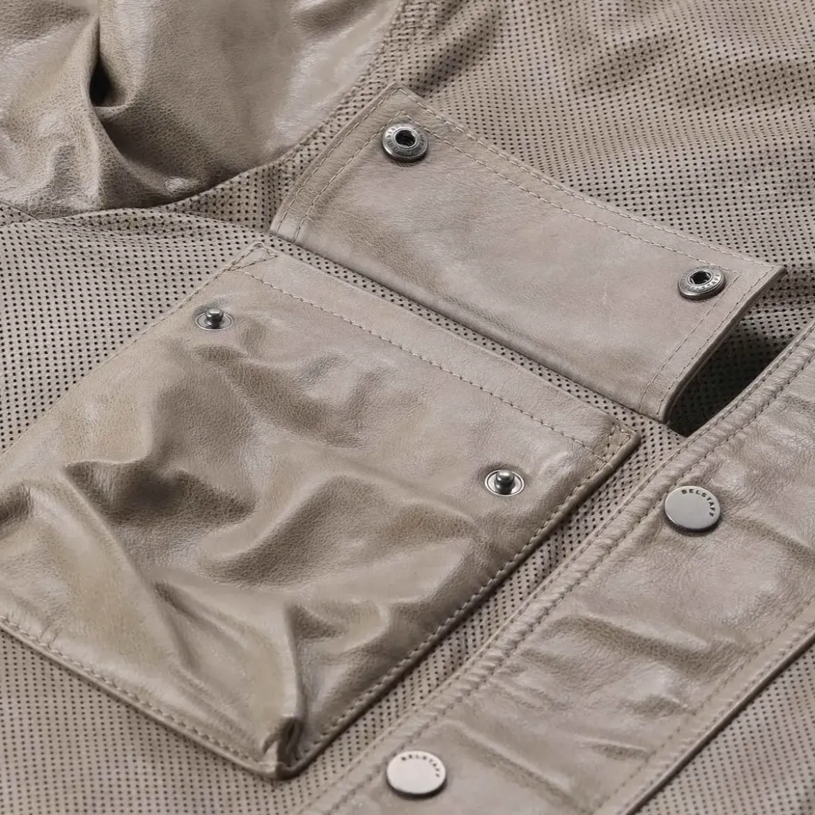 Belstaff Jacke aus Leder grau Lederjacke