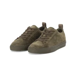 Belstaff Sneaker aus Veloursleder grün Schnürschuhe