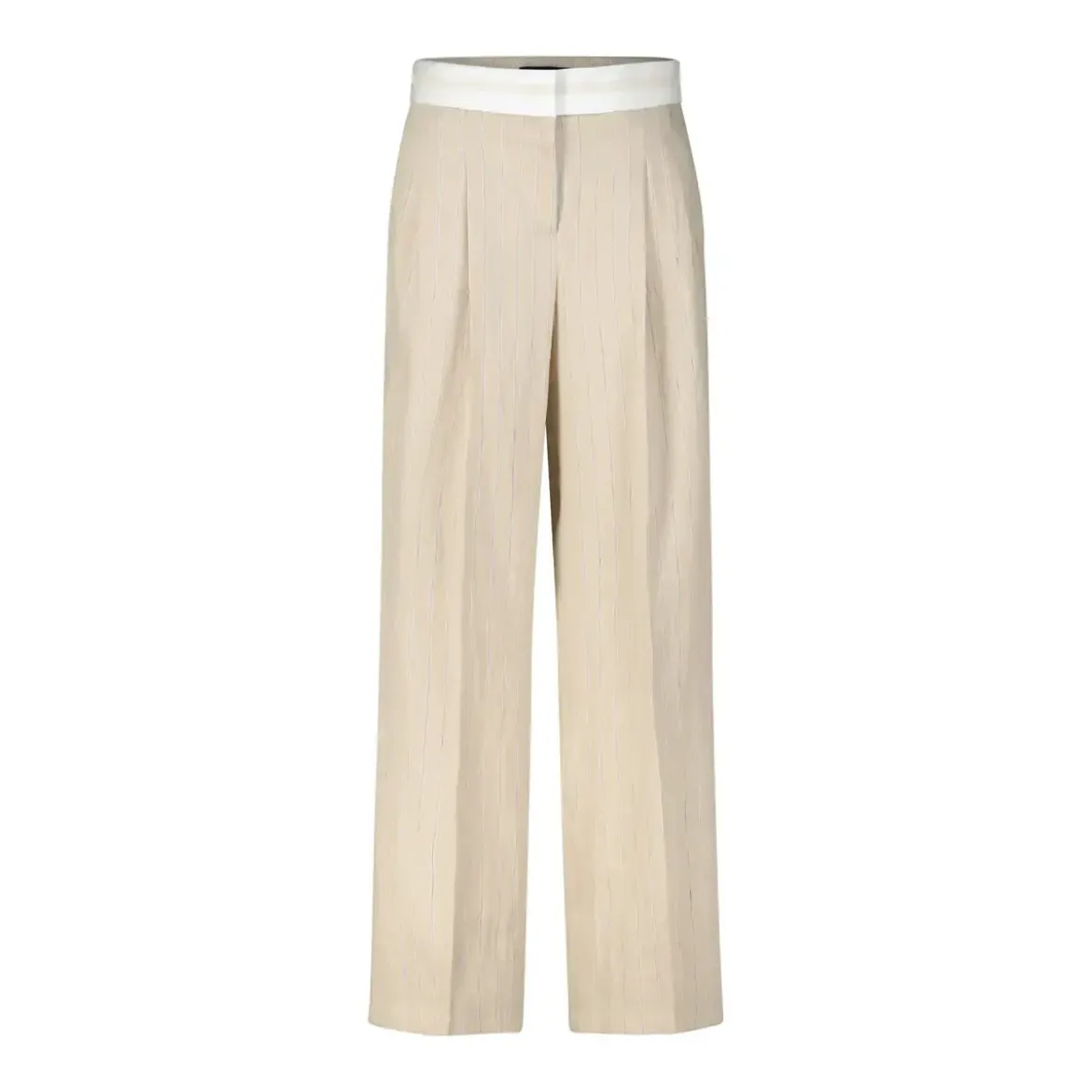 Cambio Stoffhose Anny mit Leinen Beige Stoffhose