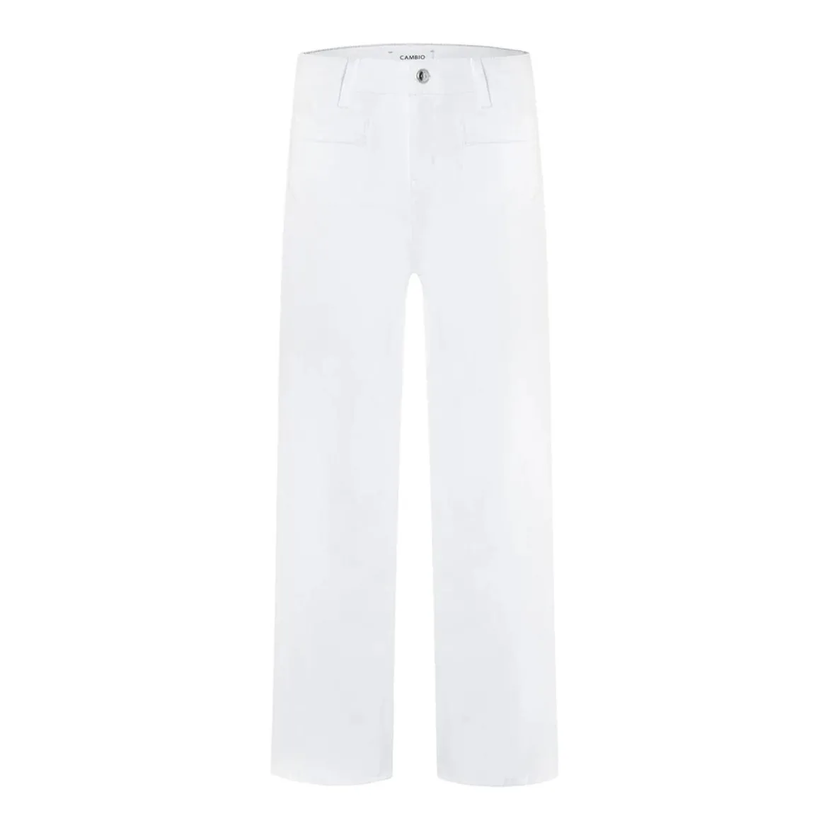 Cambio Tess pocket cropped modern white fringed Jeans