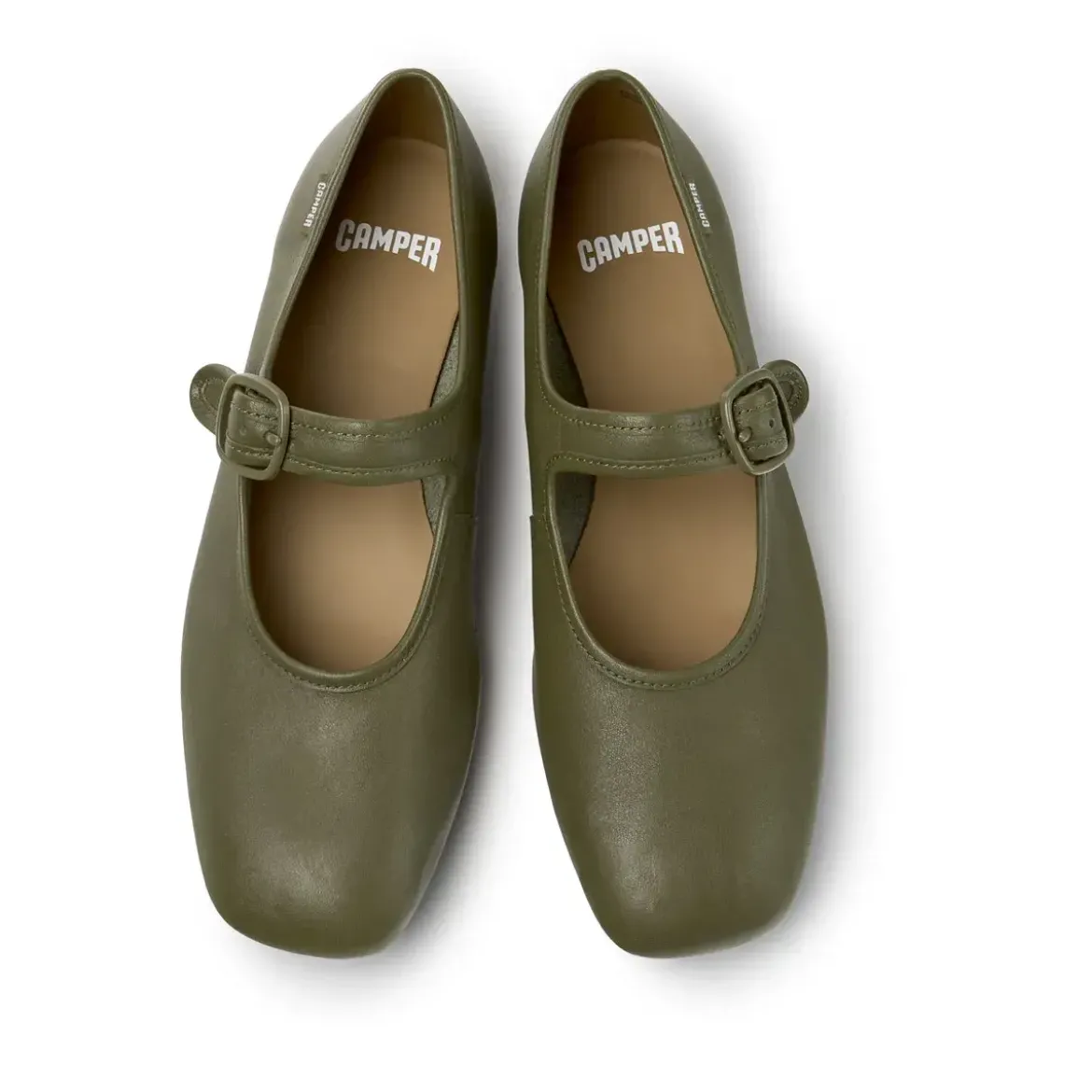 Camper Unsere feminine Linie Casi Myra besticht durch ein olivegrün Ballerinas