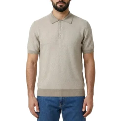 Canali Poloshirt aus Baumwollstrick beige Poloshirt