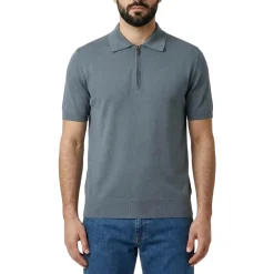 Canali Poloshirt mit Reißverschluss blau Poloshirt