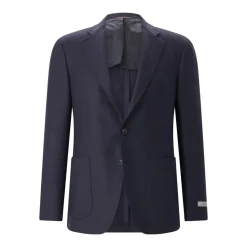 Canali Sakko mit Kaschmir & Seide blau Anzugjacke
