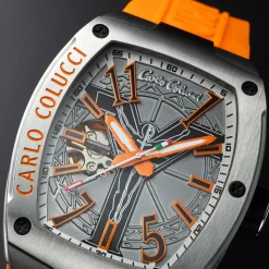 Carlo Colucci Automatikuhr CC100 . orange Automatikuhr