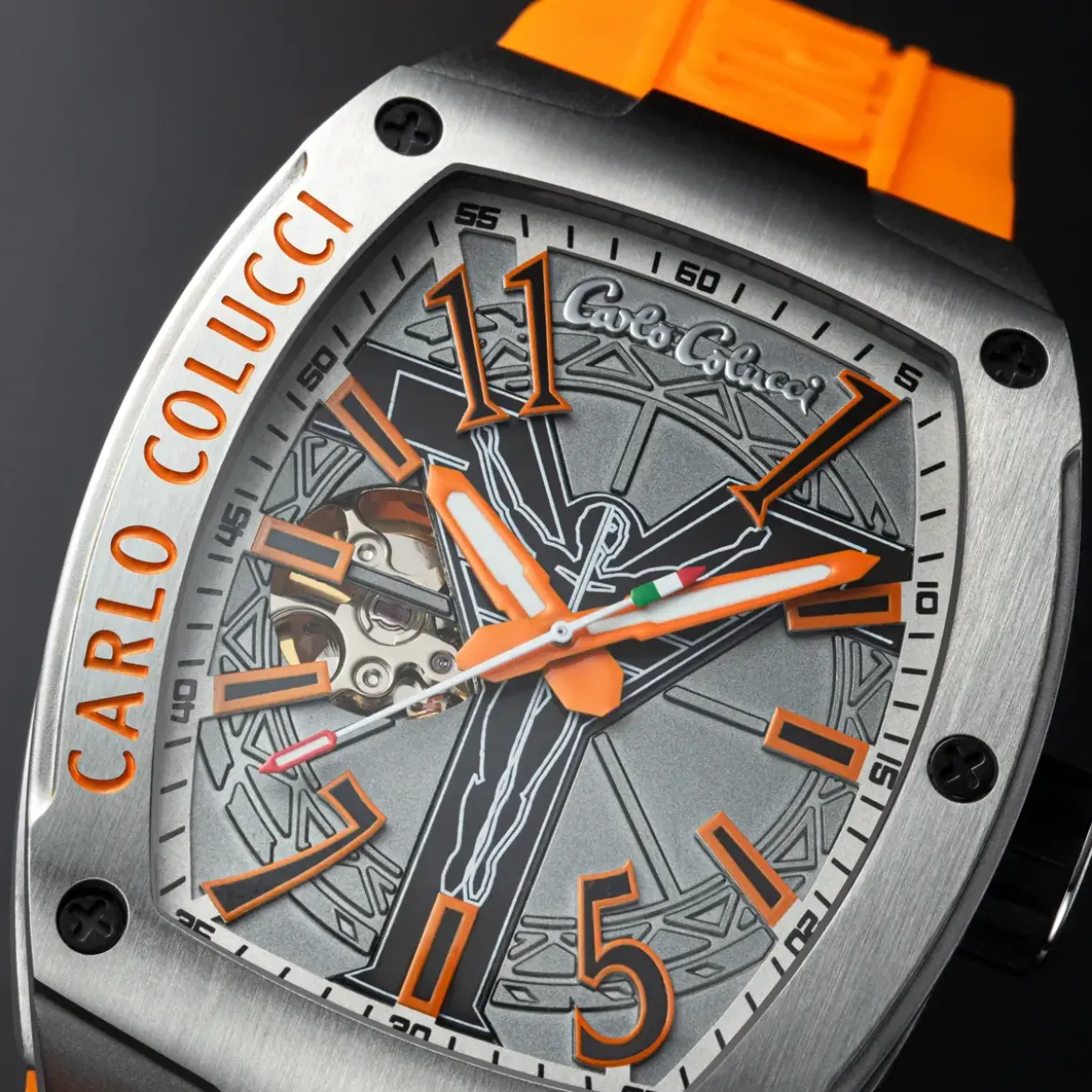 Carlo Colucci Automatikuhr CC100 . orange Automatikuhr