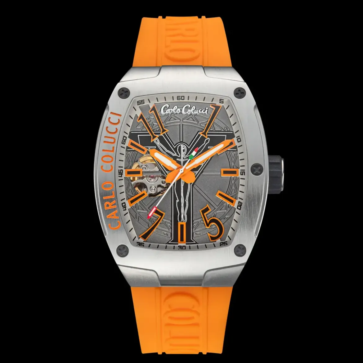 Carlo Colucci Automatikuhr CC100 . orange Automatikuhr