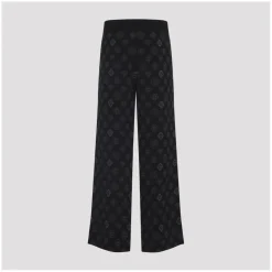 Casablanca Black Jacquard Trousers With Grey Logo Pattern Schwarz Hose