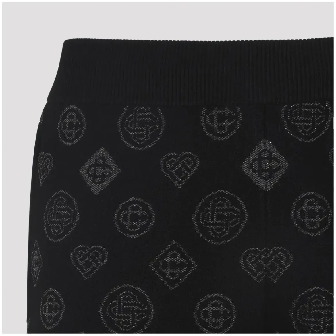Casablanca Black Jacquard Trousers With Grey Logo Pattern Schwarz Hose