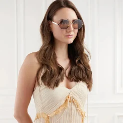 Chloé CH0281S-002 Gold-Gold-Blue Sonnenbrille