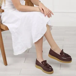 Chloé Jamie Moccasin Leather Bordeaux Loafer