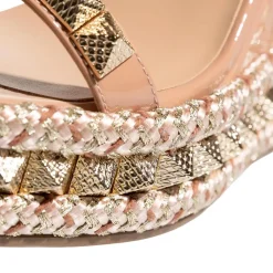 Christian Louboutin Pyraclou Espadrilles Cork Blush Sandaletten mit Absatz